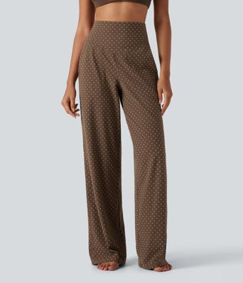 Halara UltraSculpt™ Flocked High Waisted Tummy Control Straight Leg Polka Dot Yoga Pants with Pockets Halara UltraSculpt™ Flocked High Waisted Tummy Control Straight Leg Polka Dot Yoga Pants with Pockets