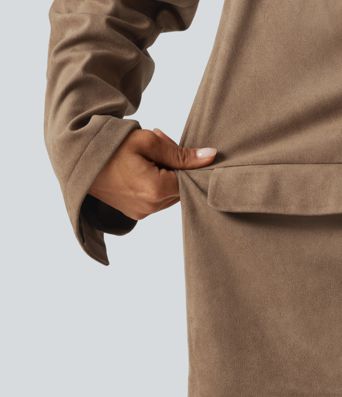 Lässiger Blazer aus Wildleder mit Reverskragen, Seitentaschen und langen Ärmeln