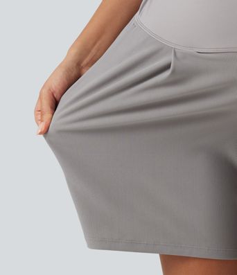 Super High Waisted Micro Waffle Work Bermuda Maternity Shorts 7" with Pockets Super High Waisted Micro Waffle Work Bermuda Maternity Shorts 7" with Pockets