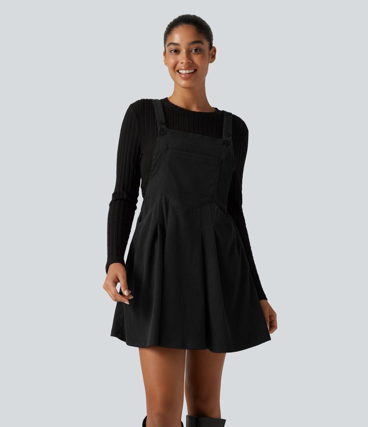 Robe mini en velours côtelé avec poches