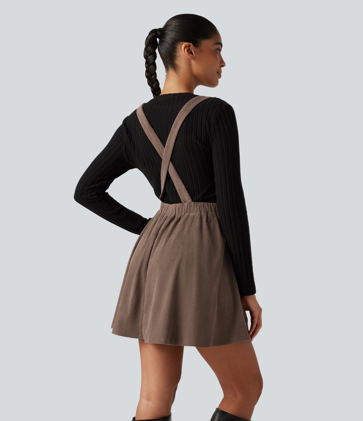 Mini Corduroy Casual Dress with Pockets