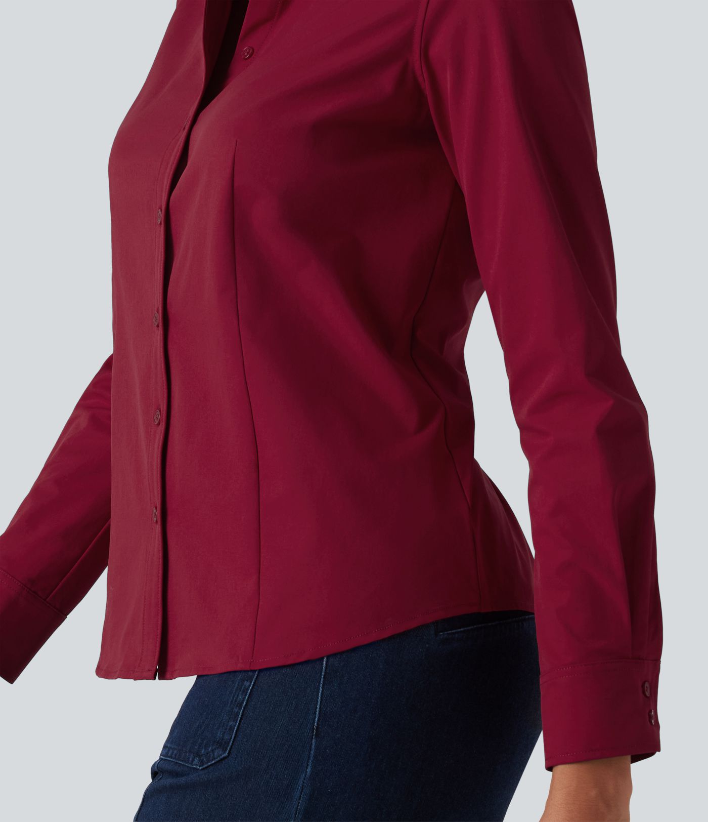 Long Sleeve Curved Hem Work Shirt