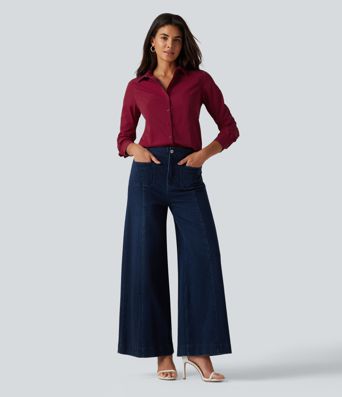 Long Sleeve Curved Hem Work Shirt