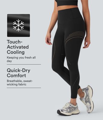 Halara UltraSculpt™ Cool Quick Dry High Waisted Tummy Control Ventilation Perforated Yoga Leggings-UPF 50+