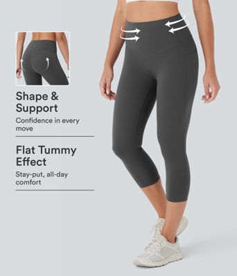 Halara UltraSculpt™ leggings capri d'entraînement taille haute — effet lifting fessier, contrôle du ventre, modelant, avec poches