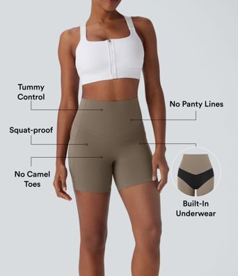 Halara UltraSculpt™ højtaljede, maveformende biker-shorts med indbygget undertøj og lommer, 5''