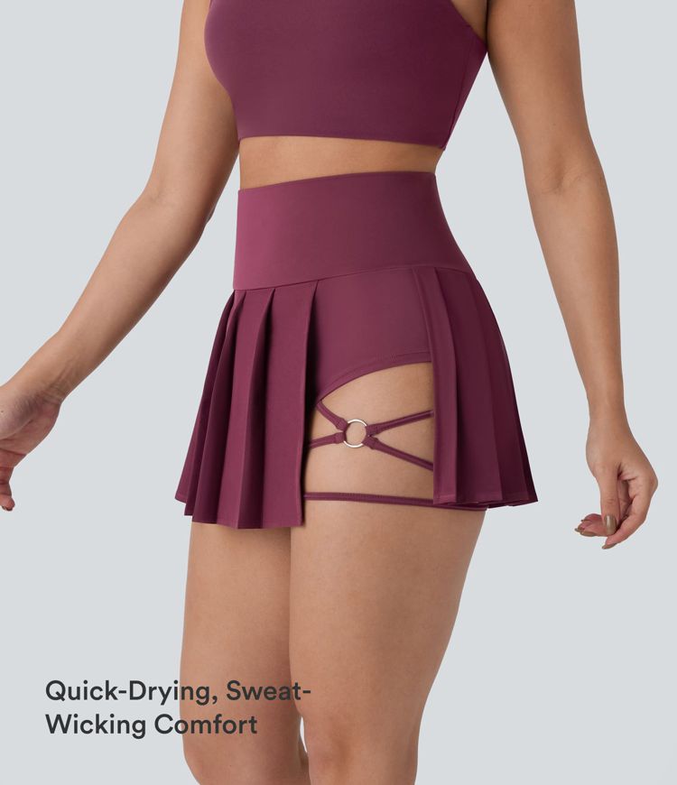 Breezeful™ High Waisted Pleated 2-in-1 Side & Pocket Asymmetric Hem Quick Dry Mini Dance Skirt Breezeful™ High Waisted Pleated 2-in-1 Side & Pocket Asymmetric Hem Quick Dry Mini Dance Skirt