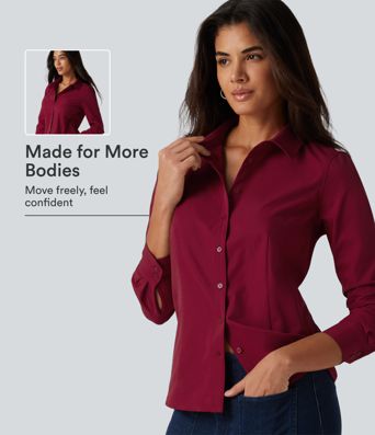 Long Sleeve Curved Hem Work Shirt