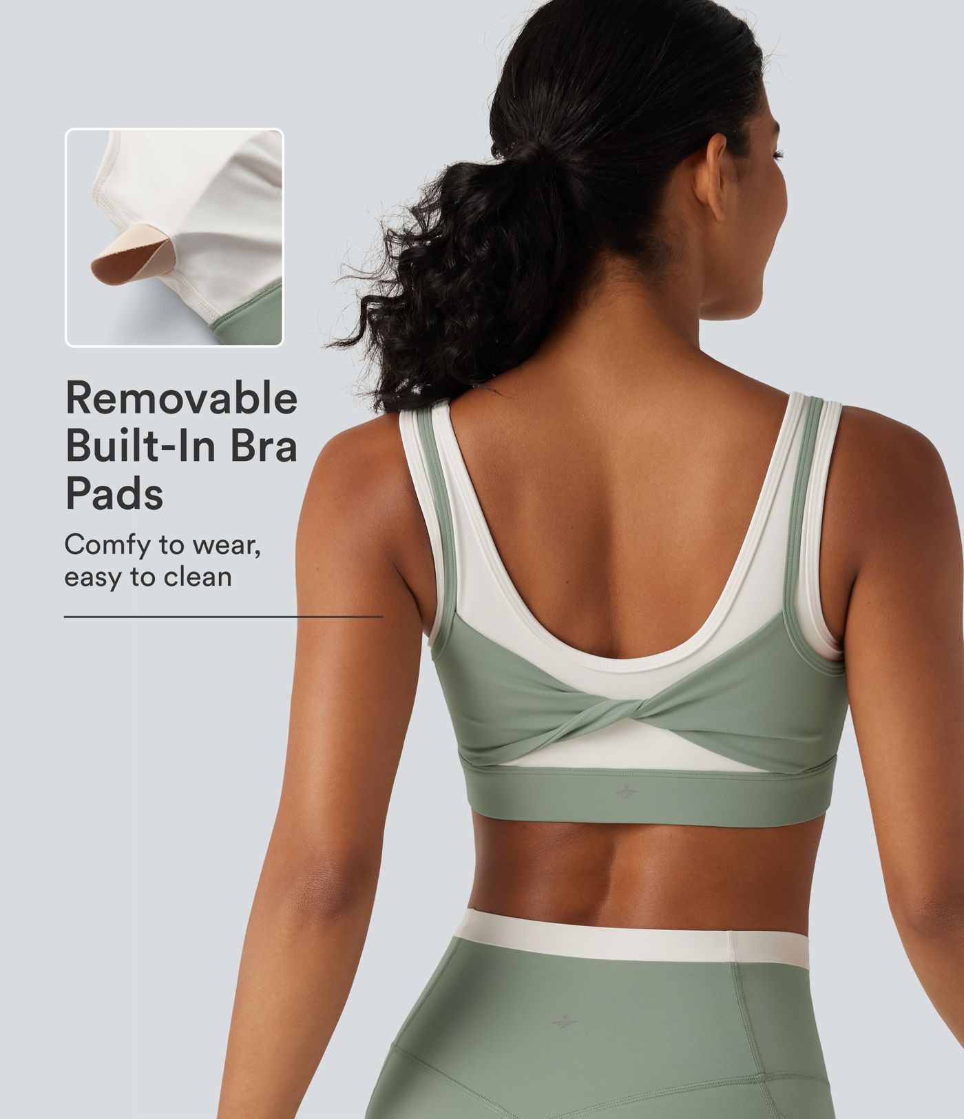Halara UltraSculpt™ - Yoga-Sport-BH mit mittlerem Support, U-Ausschnitt, Farbblock und gedrehtem Design Halara UltraSculpt™ - Yoga-Sport-BH mit mittlerem Support, U-Ausschnitt, Farbblock und gedrehtem Design