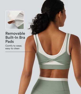 Halara UltraSculpt™ - Yoga-Sport-BH mit mittlerem Support, U-Ausschnitt, Farbblock und gedrehtem Design Halara UltraSculpt™ - Yoga-Sport-BH mit mittlerem Support, U-Ausschnitt, Farbblock und gedrehtem Design