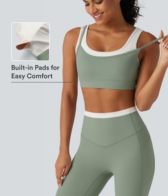 Halara UltraSculpt™ - Yoga-Sport-BH mit mittlerem Support, U-Ausschnitt, Farbblock und gedrehtem Design Halara UltraSculpt™ - Yoga-Sport-BH mit mittlerem Support, U-Ausschnitt, Farbblock und gedrehtem Design