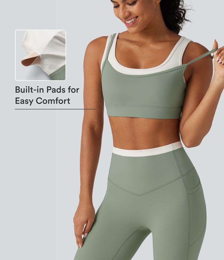 Halara UltraSculpt™ - Yoga-Sport-BH mit mittlerem Support, U-Ausschnitt, Farbblock und gedrehtem Design Halara UltraSculpt™ - Yoga-Sport-BH mit mittlerem Support, U-Ausschnitt, Farbblock und gedrehtem Design