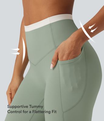 Halara UltraSculpt™ High Waisted Tummy Control Color Block Skinny Yoga Leggings with Pockets Halara UltraSculpt™ High Waisted Tummy Control Color Block Skinny Yoga Leggings with Pockets