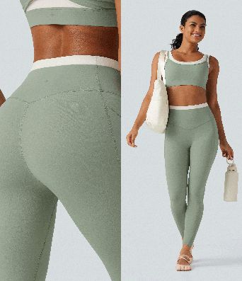 Halara UltraSculpt™ High Waisted Tummy Control Color Block Skinny Yoga Leggings with Pockets Halara UltraSculpt™ High Waisted Tummy Control Color Block Skinny Yoga Leggings with Pockets