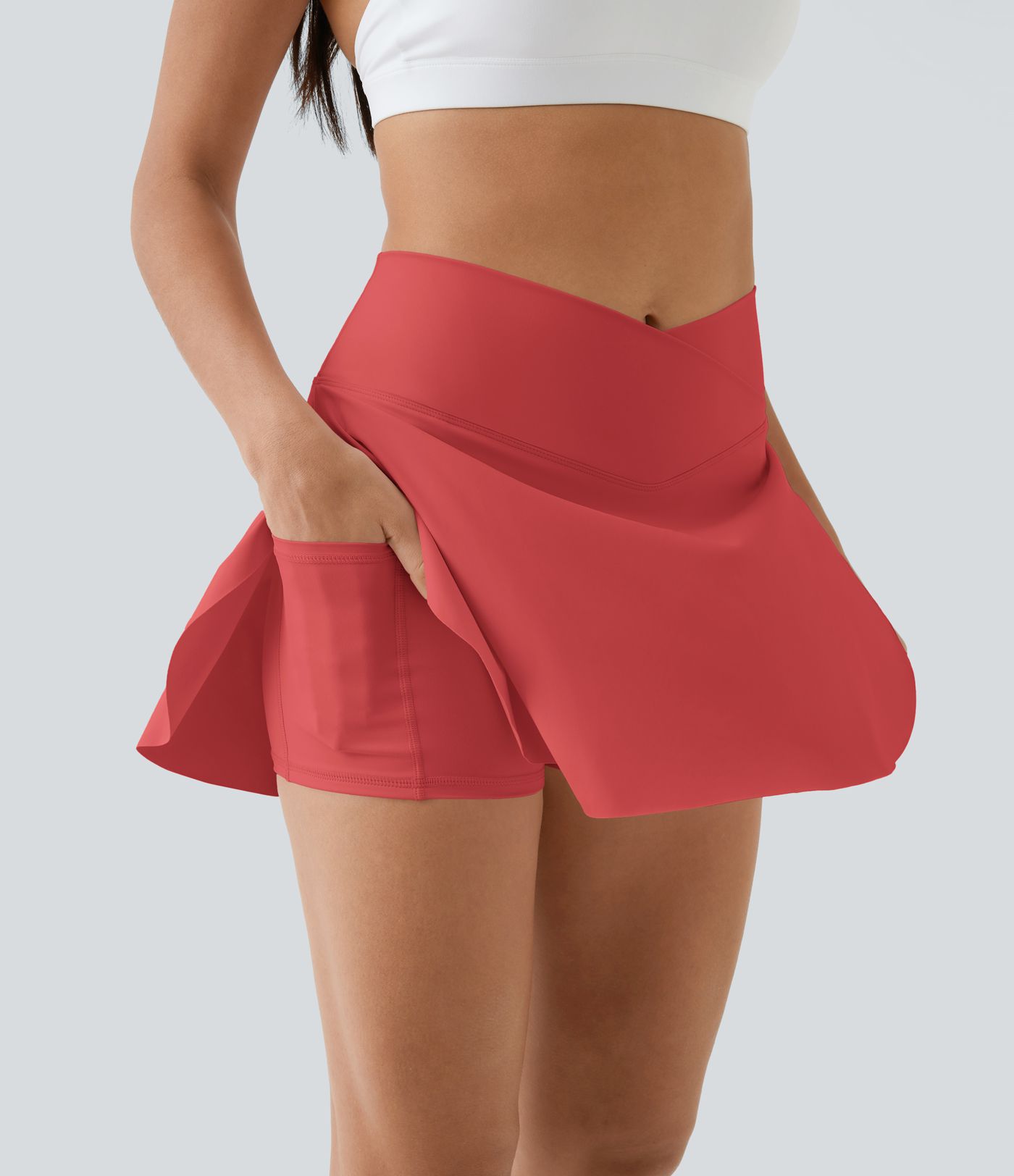 SoftlyZero™ Airy Crossover Pocket 2-in-1 InstantCool Tennis Skirt-Lucid-Longer Length