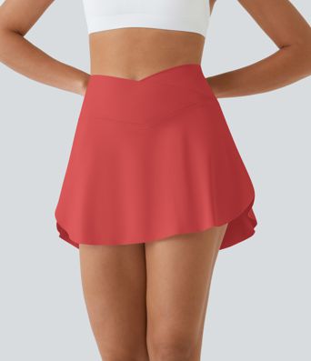 SoftlyZero™ Airy Crossover Pocket 2-in-1 InstantCool Tennis Skirt-Lucid-Longer Length