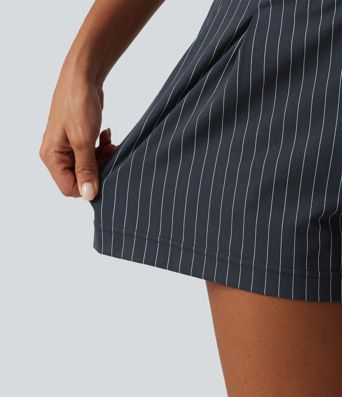 High Waisted InstantCool Stripe Work Shorts 4" with Pockets
