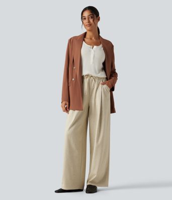 High Waisted Drawstring Baggy Work Pants with Pockets