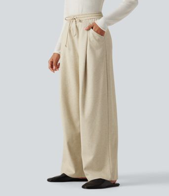 High Waisted Drawstring Baggy Work Pants with Pockets