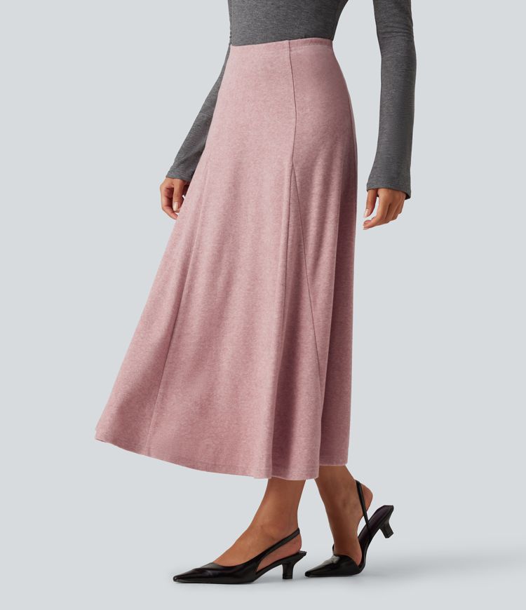 Jupe maxi taille haute, coupe A, style décontracté