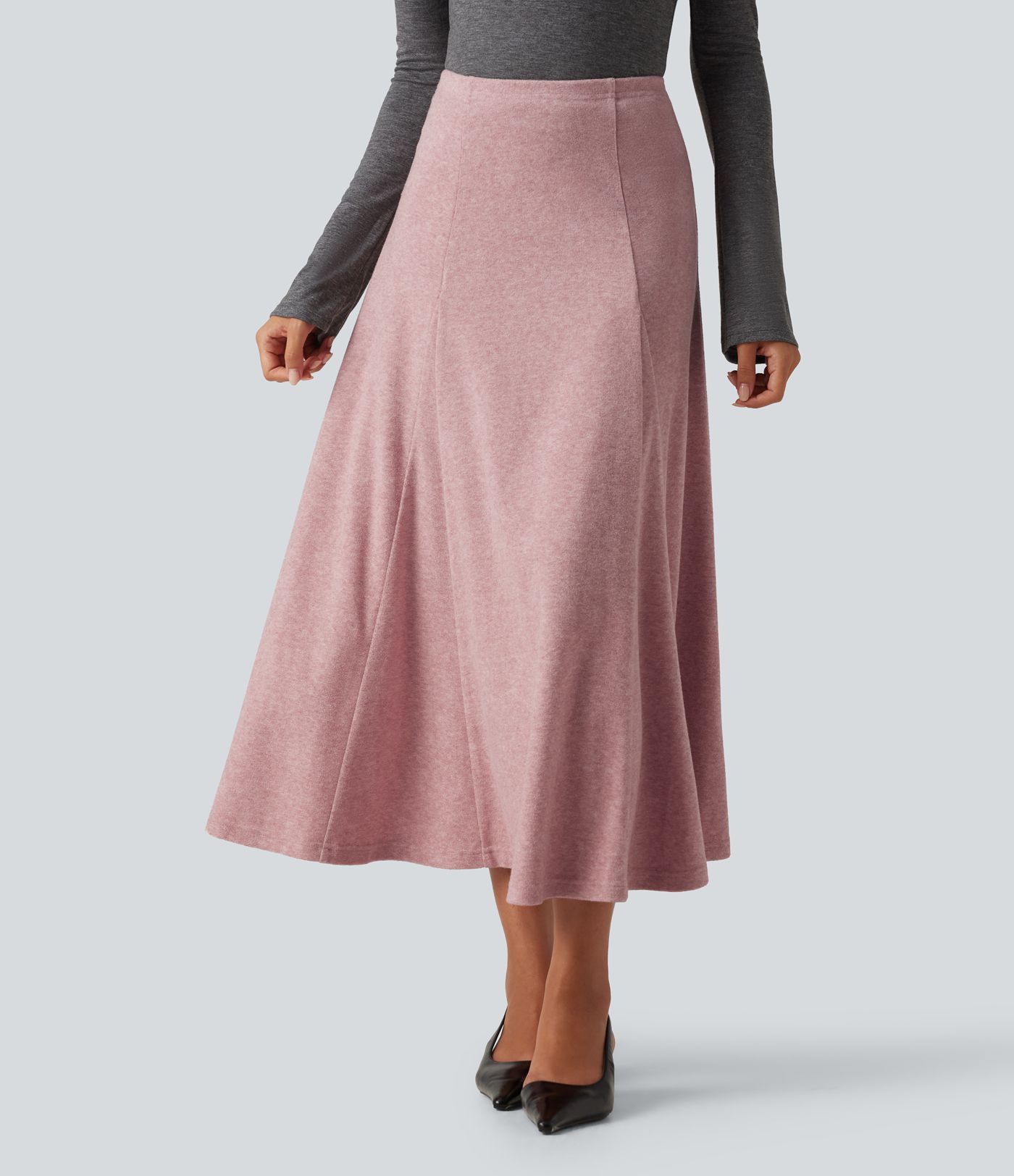 Jupe maxi taille haute, coupe A, style décontracté