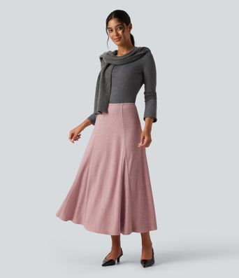 Jupe maxi taille haute, coupe A, style décontracté