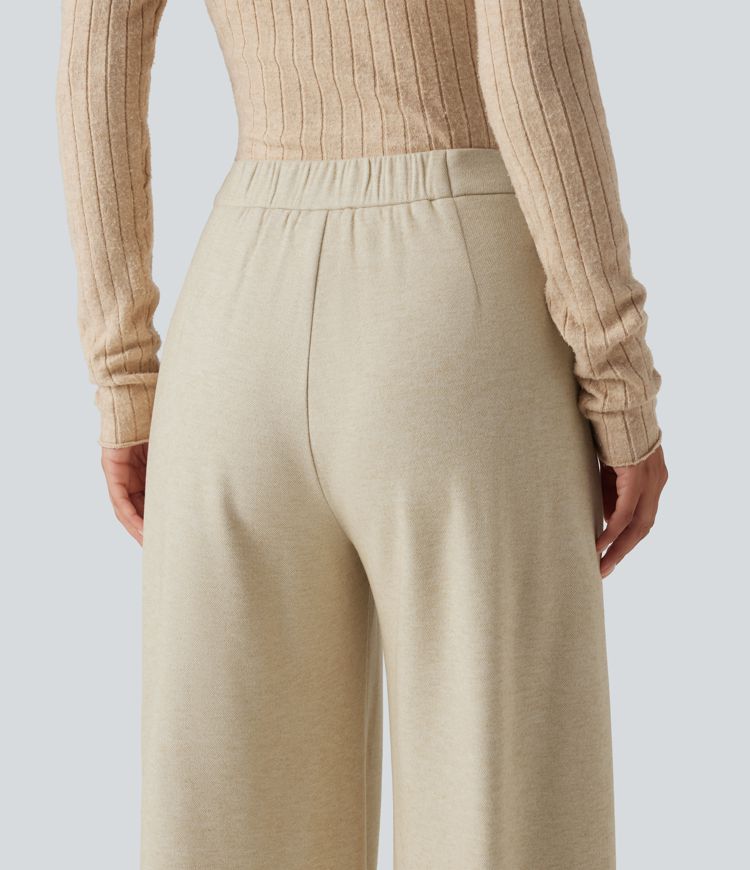 High Waisted Wide Leg Work Pants with Pockets