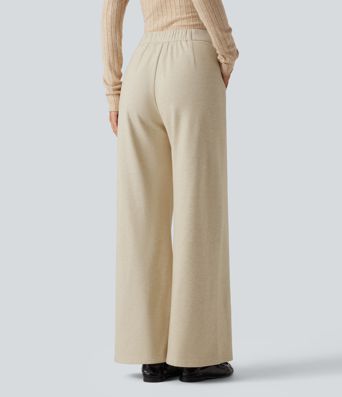 High Waisted Wide Leg Work Pants with Pockets