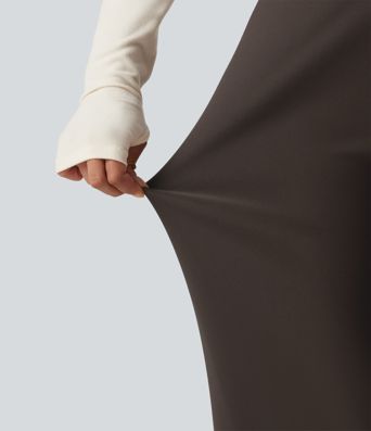 High Waisted Crossover Flare Work Pants High Waisted Crossover Flare Work Pants
