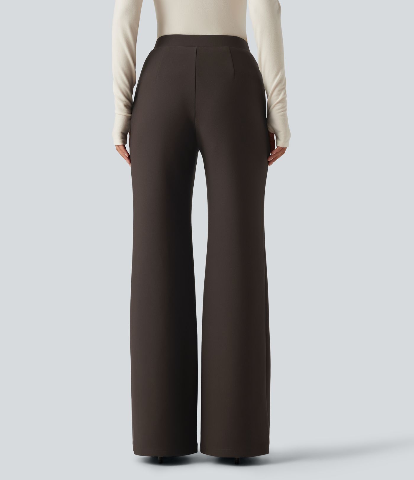 High Waisted Crossover Flare Work Pants High Waisted Crossover Flare Work Pants