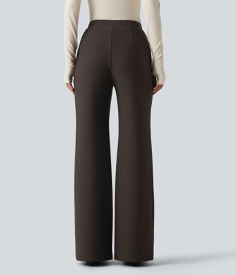 High Waisted Crossover Flare Work Pants High Waisted Crossover Flare Work Pants