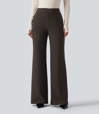 High Waisted Crossover Flare Work Pants High Waisted Crossover Flare Work Pants