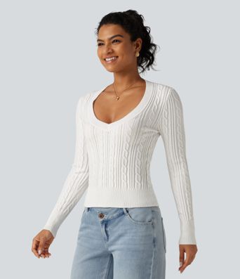 V Neck Long Sleeve Casual Sweater V Neck Long Sleeve Casual Sweater