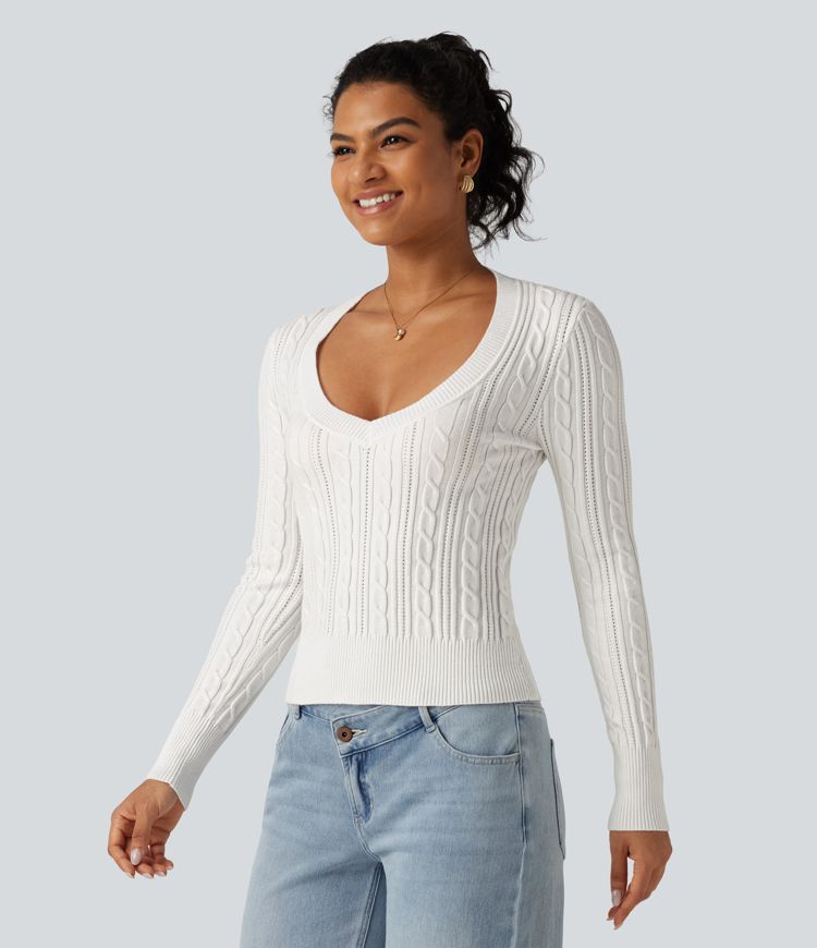 V Neck Long Sleeve Casual Sweater V Neck Long Sleeve Casual Sweater