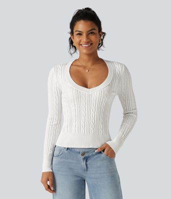V Neck Long Sleeve Casual Sweater V Neck Long Sleeve Casual Sweater