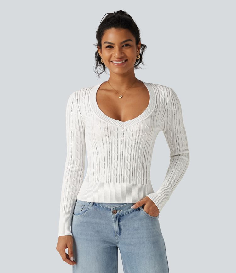 V Neck Long Sleeve Casual Sweater V Neck Long Sleeve Casual Sweater