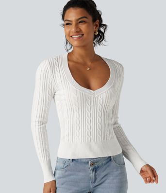 V Neck Long Sleeve Casual Sweater V Neck Long Sleeve Casual Sweater