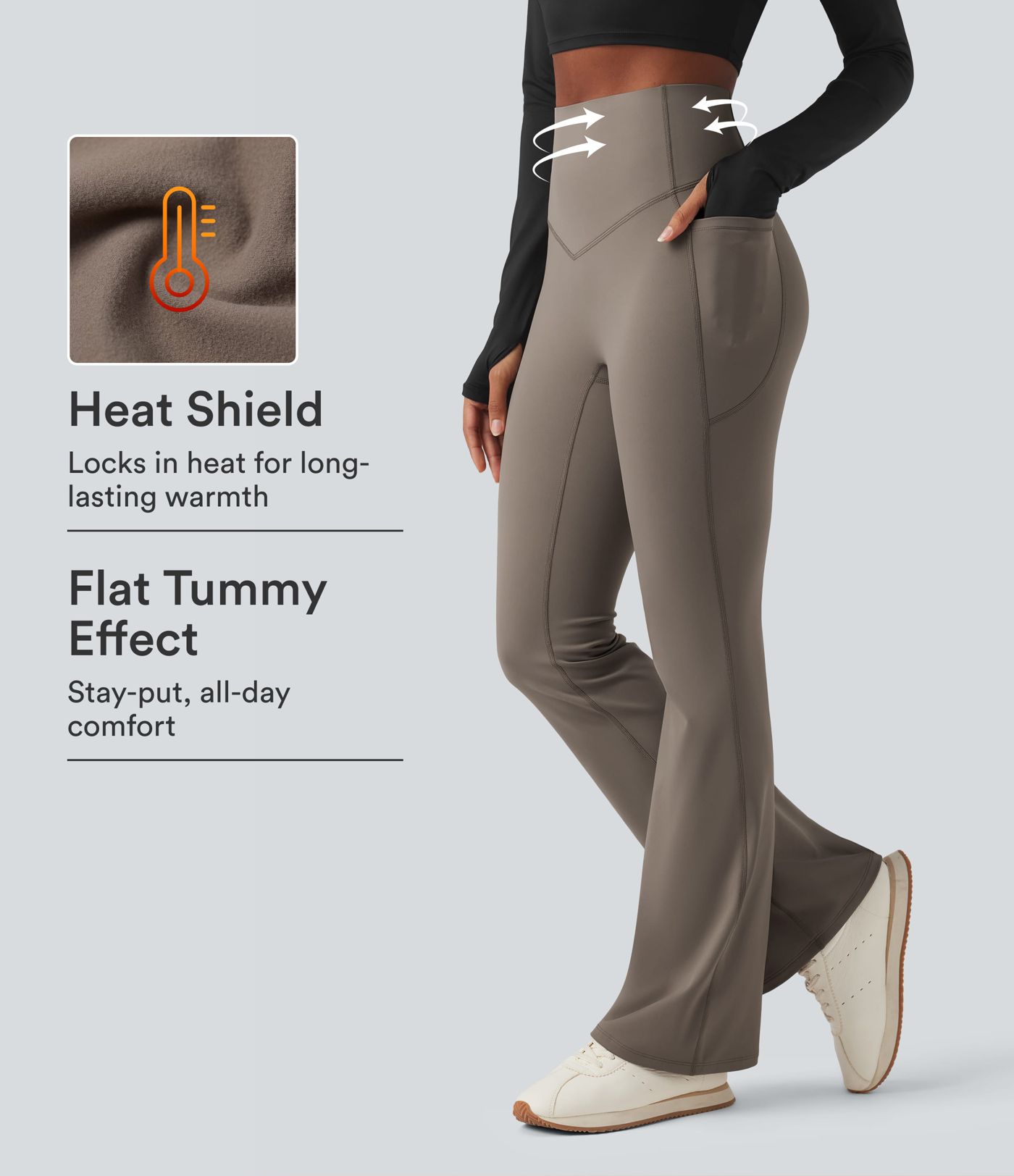 Halara Ultrasculpt™ Heat High Waisted Tummy Control Fleece Shaping Yoga Bootcut Leggings with Pockets Halara Ultrasculpt™ Heat High Waisted Tummy Control Fleece Shaping Yoga Bootcut Leggings with Pockets