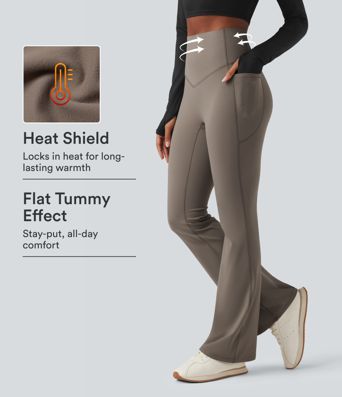 Halara Ultrasculpt™ Heat High Waisted Tummy Control Fleece Shaping Yoga Bootcut Leggings with Pockets Halara Ultrasculpt™ Heat High Waisted Tummy Control Fleece Shaping Yoga Bootcut Leggings with Pockets