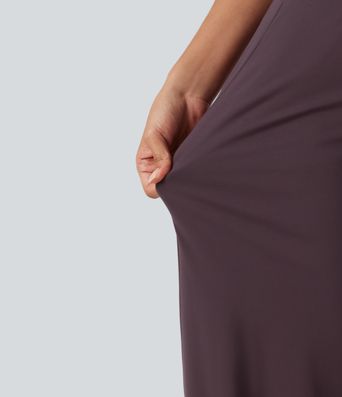 SoftlyZero™ High Waisted Contrast Lace Curved Hem Wide Leg Yoga Pants with Pockets-UPF50+ SoftlyZero™ High Waisted Contrast Lace Curved Hem Wide Leg Yoga Pants with Pockets-UPF50+