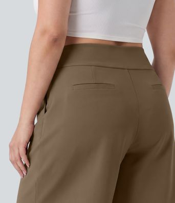 Plus Size DayStretch High Waisted Pleated Work Bermuda Shorts 10'' with Pockets