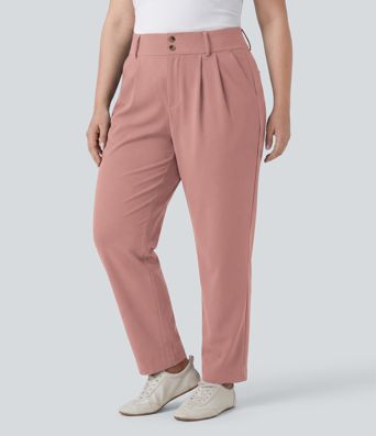 Plus Size Halara Flex™ High Waisted Tapered Waffle Work Pants with Pockets