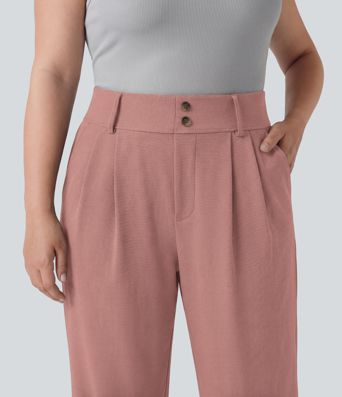 Plus Size Halara Flex™ High Waisted Tapered Waffle Work Pants with Pockets