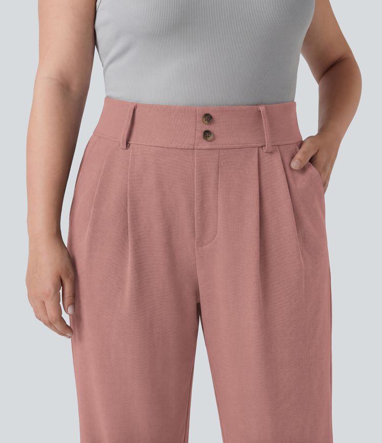 Plus Size Halara Flex™ High Waisted Tapered Waffle Work Pants with Pockets