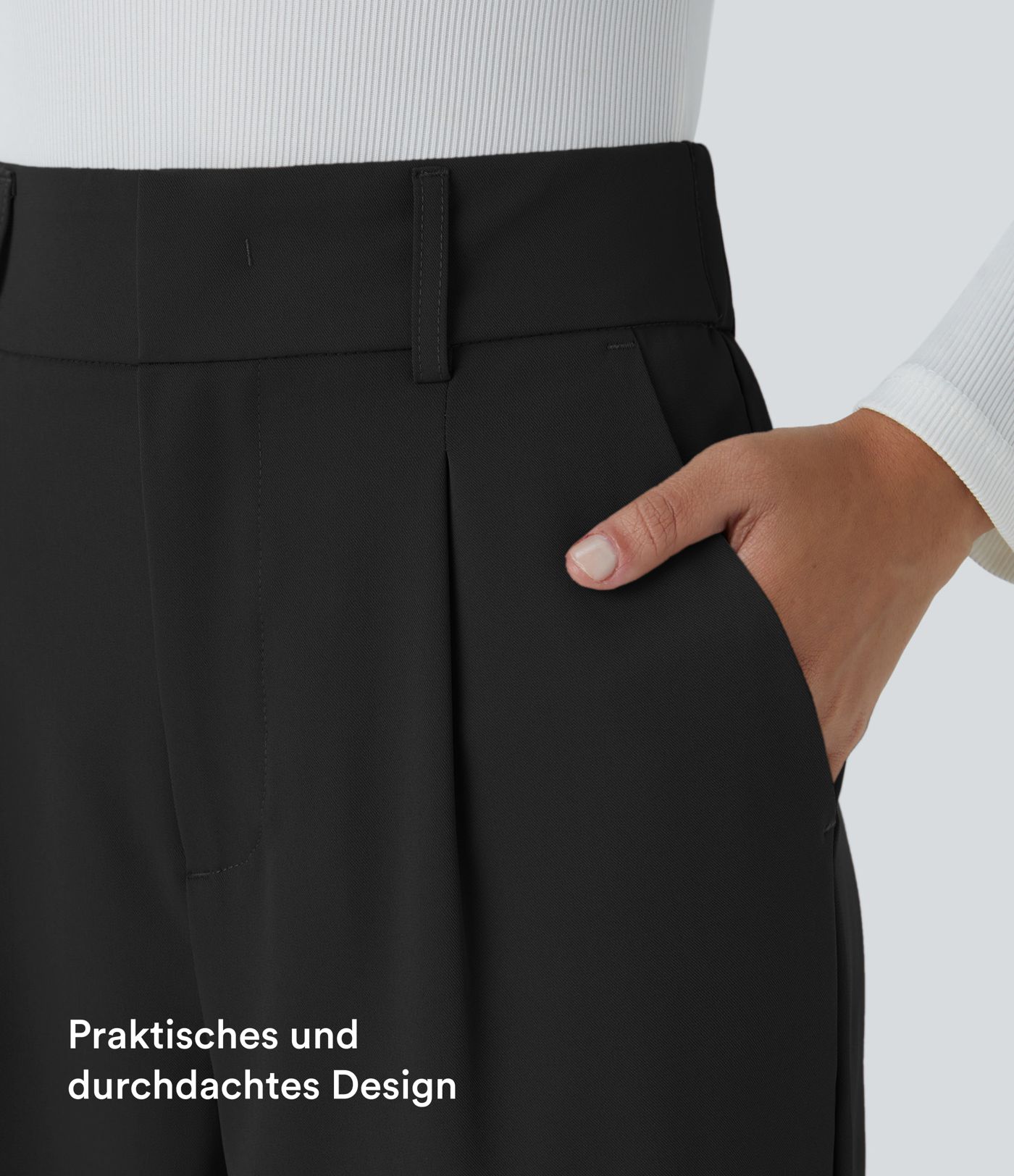 High Waisted Pocket Solid Women Suit Work Tapered Pants