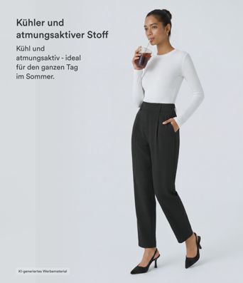 High Waisted Pocket Solid Women Suit Work Tapered Pants