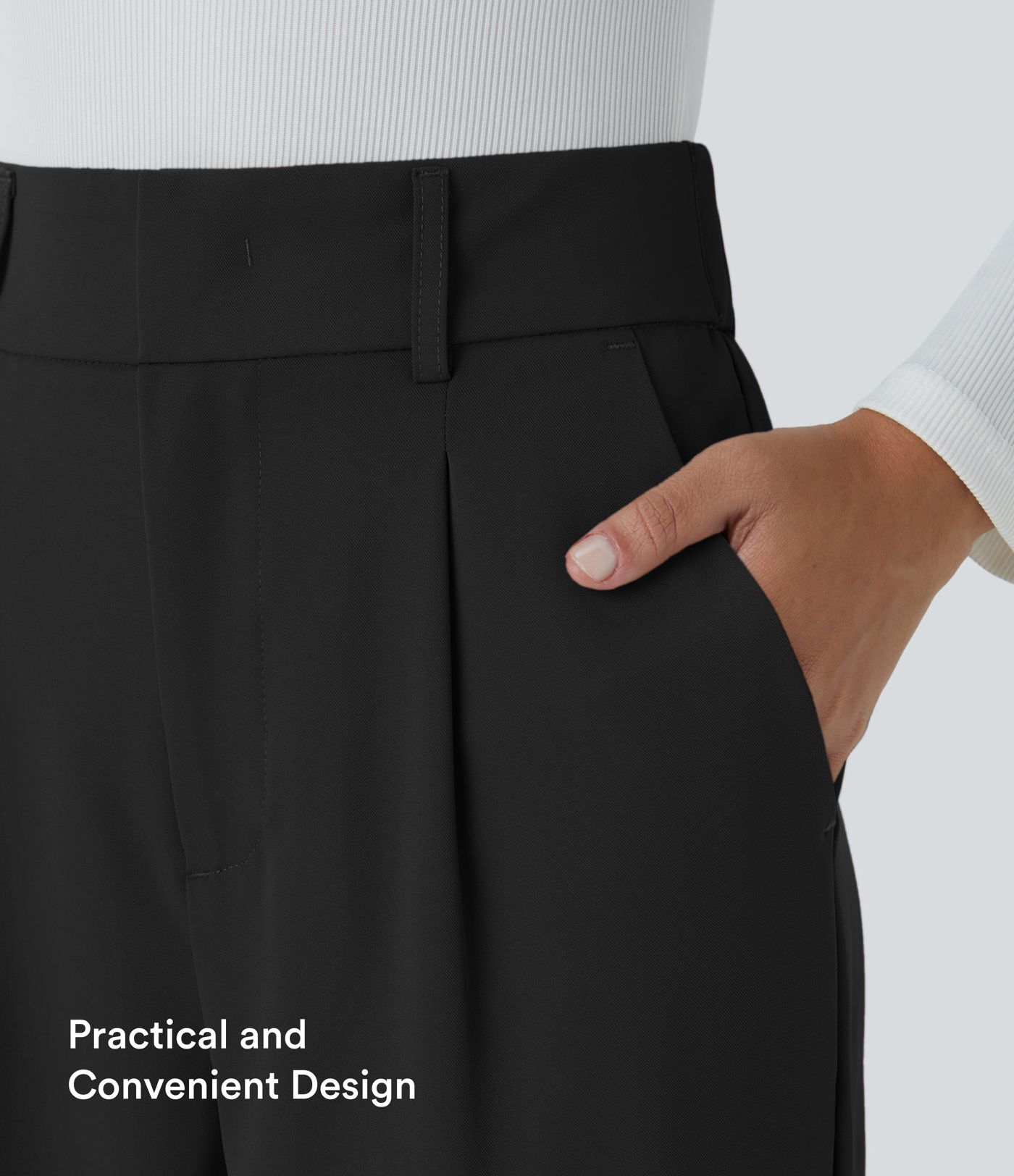 High Waisted Pocket Solid Women Suit Work Tapered Pants