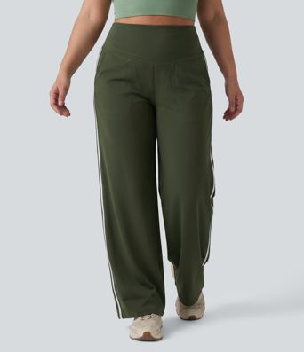 Plus Size Halara UltraSculpt™ High Waisted Tummy Control Color Block Stripes Yoga Baggy Pants with Pockets Plus Size Halara UltraSculpt™ High Waisted Tummy Control Color Block Stripes Yoga Baggy Pants with Pockets