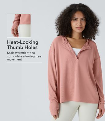Front Thumb Hole Waffle Casual Sweatshirt Front Thumb Hole Waffle Casual Sweatshirt