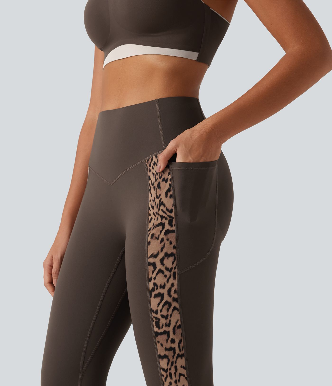 Halara UltraSculpt™ Leopard Print High Waisted Tummy Control Butt Lifting Yoga Leggings with Pockets